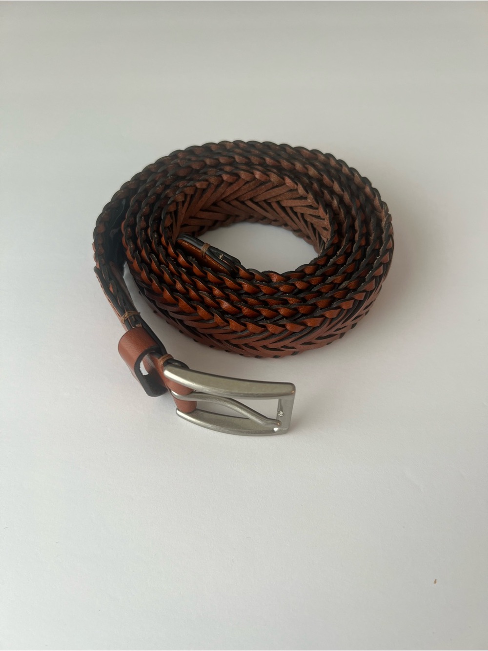 Tommy Bahama Mens Braided Woven Leather Belt Brown 58-60”